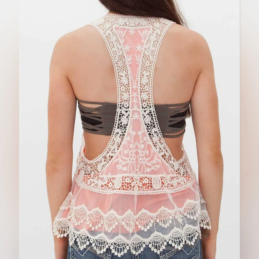 Jolt Crochet Tank Top from Buckle White/Cream and Coral Women's XS/S - Picture 2 of 7